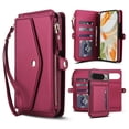thumbnail image 1 of Decase 2-in-1 Detachable Magnetic Wallet Case Compatible with Google Pixel 9 / 9 Pro, Shockproof PU Leather Flip Cover with Card Slots,Cash Pocket,Zipper Purse,Crossbody Strap,RFID Blocking,Red, 1 of 8