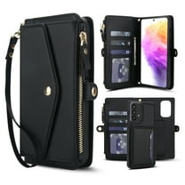 Decase 2-in-1 Detachable Magnetic Wallet Case Compatible with Samsung Galaxy A13 5G, Shockproof PU Leather Flip Cover with Card Slots,Cash Pocket,Zipper Purse,Crossbody Strap,RFID Blocking,Black