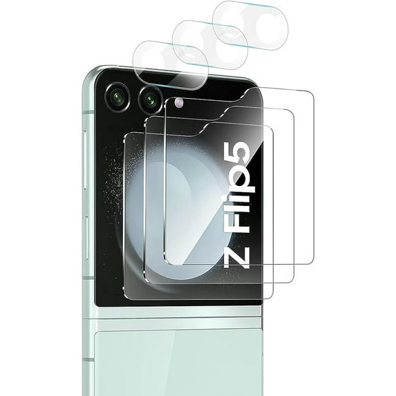 Decase 3 Pack for Samsung Galaxy Z Flip 5 Screen Protector + Camera Lens Protector, HD Tempered Glass Display Camera Cover Small Screen Protector for Samsung Galaxy Z Flip5 5G,Clear