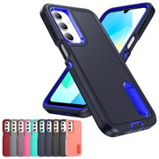 Decase 3-in-1 Shockproof Case for Samsung Galaxy A16 5G,3-Layer Heavy Duty Anti-Scratch Hard Case,Rugged Kickstand Cover,Darkblue+Royalblue