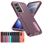 Decase 3-in-1 Shockproof Case for Samsung Galaxy S25 FE,3-Layer Heavy Duty Anti-Scratch Hard Case,Rugged Kickstand Cover,Purple+Pink