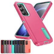 Decase 3-in-1 Shockproof Case for Samsung Galaxy S25 FE,3-Layer Heavy Duty Anti-Scratch Hard Case,Rugged Kickstand Cover,Rose+Mint