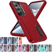 Decase 3-in-1 Shockproof Case for Samsung Galaxy S26,3-Layer Heavy Duty Anti-Scratch Hard Case,Rugged Kickstand Cover,Red+Black