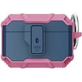 thumbnail image 1 of Decase for AirPods Pro Case Heavy Duty Hard PC Soft TPU Full Body Shockproof Protection Cover with Keychain Carabiner Support Wireless Charging,for Apple 2019 Latest AirPods Pro,Darkblue+Pink, 1 of 7