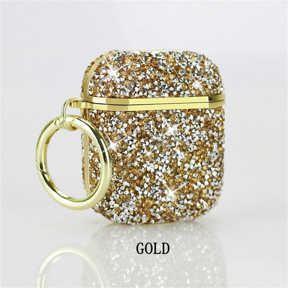 Decase Airpods Case Cover 2&1,Luxury Bling Glitter Full Protective Case with Keychain for Apple AirPods 1st 2nd Generation Charging Case,Shockproof AirPod Case for Women Girls,Gold