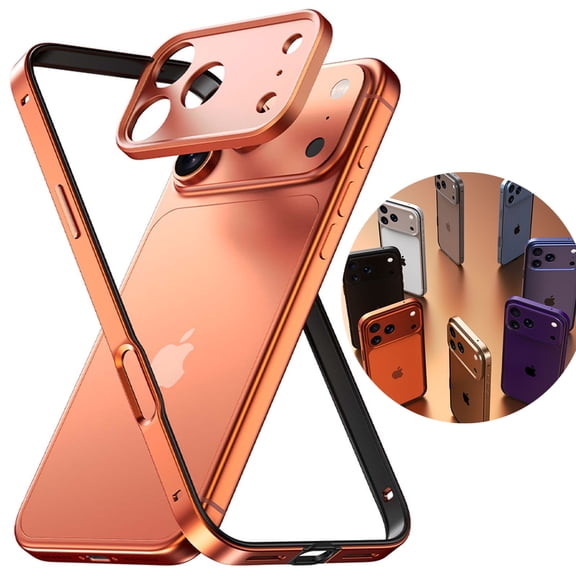 Decase Aluminum Frame Case for iPhone 17 Pro,Slim Open Back Design with Metal Camera Protection,Heat Dissipation Metal Frame Phone Cover,Orange