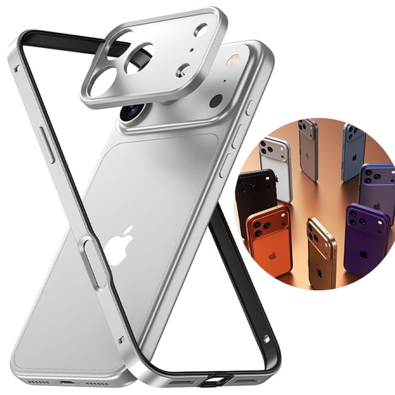 Decase Aluminum Frame Case for iPhone 17 Pro,Slim Open Back Design with Metal Camera Protection,Heat Dissipation Metal Frame Phone Cover,Silver