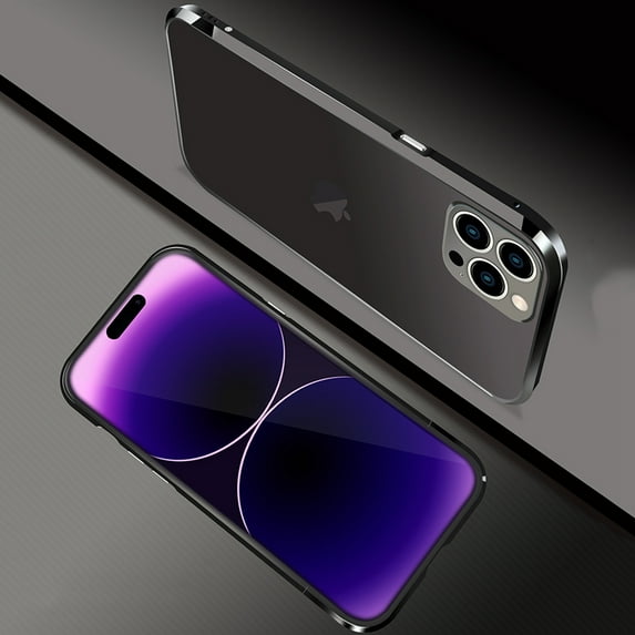 Decase Aluminum Frame Metal Bumper Frame Slim Hard Case for iPhone 14 Pro, Metal Frame Armor Bumper Raised Edge Protection No-Back Case for iPhone 14 Pro 6.1 inch 2022, Black