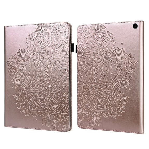Decase for Amazon Kindle Fire Max 11 Case (13th Generation, 2023 Release) 11" Flip Leather Case with Card Slots Kickstand Pen Holder Flower Pattern Skin-Touch Shockproof Cover,Rosegold