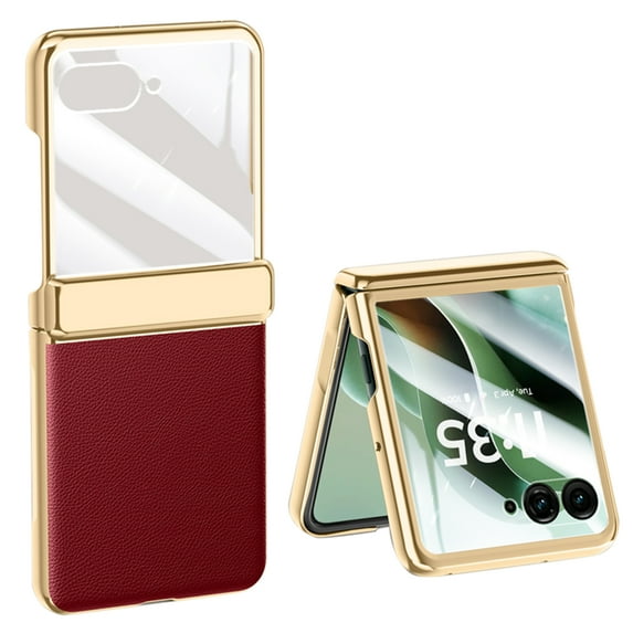 Decase Anti-Scratch Flip Case Compatible with Motorola Razr 60/Razr 2025, Fashionable Slim Leather Case with Built-in Hinge Protection and Screen Protector,Shockproof Rugged Protective Cover,Red