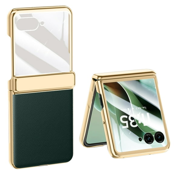 Decase Anti-Scratch Flip Case Compatible with Motorola Razr 60/Razr 2025, Fashionable Slim Leather Case with Built-in Hinge Protection and Screen Protector,Shockproof Rugged Protective Cover,Darkgreen