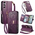 thumbnail image 1 of Decase Anti-Scratch PU Leather Wallet Case Compatible with Samsung Galaxy A06,Shockproof Magnetic Buckle Hybrid Case Cover with Zipper Pocket Credit Card Slot Cash Slot Wrist Strap Lanyard,Purple, 1 of 12