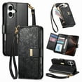 thumbnail image 1 of Decase Anti-Scratch PU Leather Wallet Case Compatible with iPhone 16 Pro Max,Shockproof Magnetic Buckle Hybrid Case Cover with Zipper Pocket Credit Card Slot Cash Slot Wrist Strap Lanyard,Black, 1 of 12