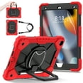 thumbnail image 1 of Decase for Apple iPad 10.2" 9th 8th 7th Generation Heavy Duty 3-Layer Protection Case,with Screen Protector,Rotating Hanging Stand,Crossbody Shoulder Strap Shockproof Cover Case,Red + Black, 1 of 9