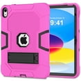 thumbnail image 1 of Decase for Apple iPad 10th Generation 10.9" 2022 Shockproof Absorption High Impact Resistant Hybrid Protective Tablet Cases Cover with Kickstand for 10.9 Inch 2022, Rose/black, 1 of 8