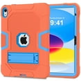 thumbnail image 1 of Decase for Apple iPad 10th Generation 10.9" 2022 Shockproof Absorption High Impact Resistant Hybrid Protective Tablet Cases Cover with Kickstand for 10.9 Inch 2022, Orange/Blue, 1 of 8