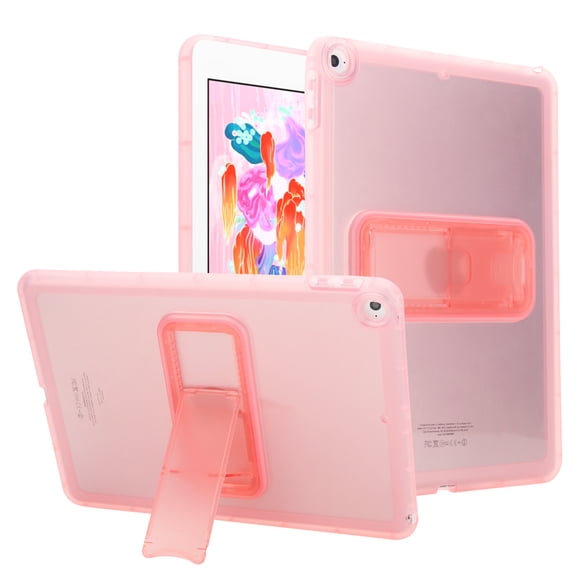 Decase for Apple iPad 5th/6th Generation Case,Hard Plastic Frame Soft Flexible TPU Matte Cover with Stand+Stylus,Slim Translucent Cover for iPad 9.7-inch 2018/2017,Pink