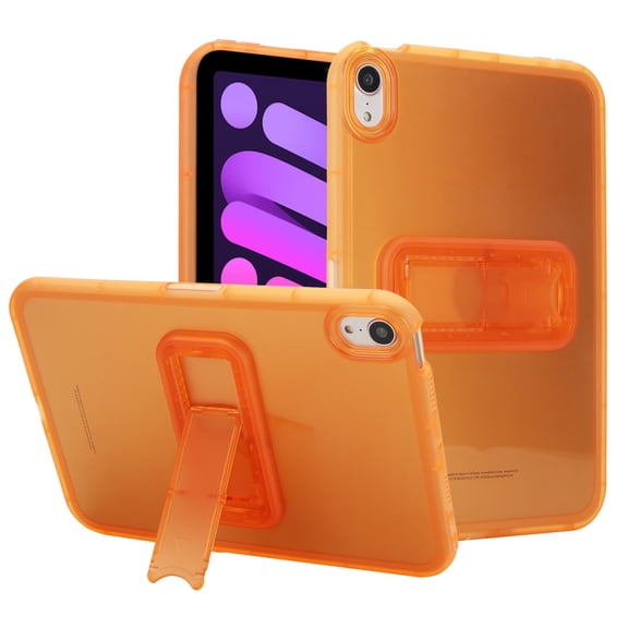 Decase for Apple iPad Mini 7th 6th Gen Case,Hard Plastic Frame Soft Flexible TPU Matte Stand Cover with Stylus,Slim Translucent Cover for iPad Mini 7th/6th 8.3-inch 2024/2021,Orange