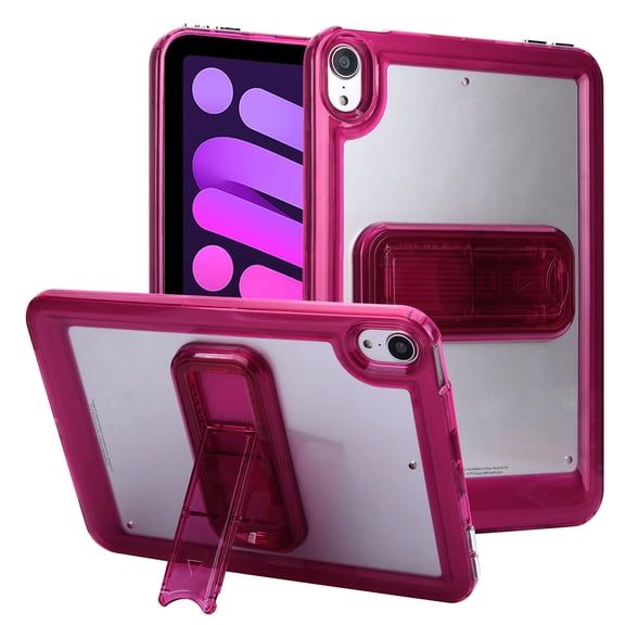 Decase for Apple iPad mini (2024) (2021) 8.3-inch Mini 7th/6th Generation (A2993/A2993) Translucent Case,Matte Frosted Back Shock-Absorbent TPU Bumper Tablet Cover with Hidden Kickstand,Red