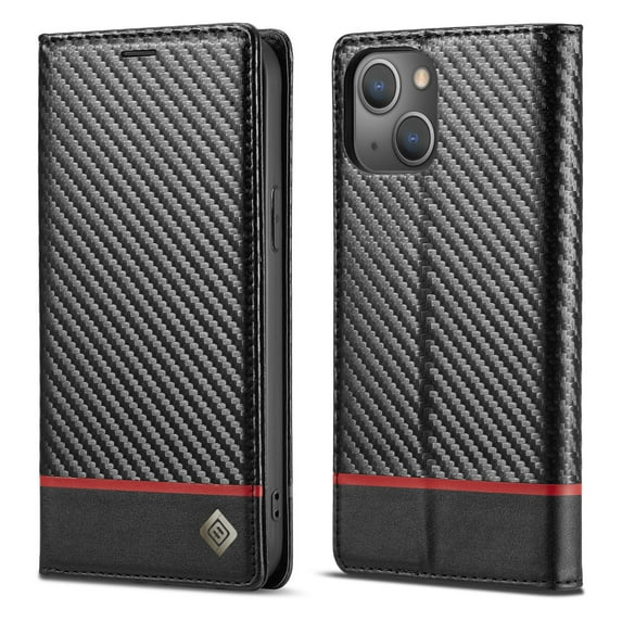 Decase for Apple iPhone 14 Pro Case Wallet,PU Leather Carbon Business Fiber Texture Magnetic Closure Shockproof Card Slots Protective Cover Case for iPhone 14 Pro,A