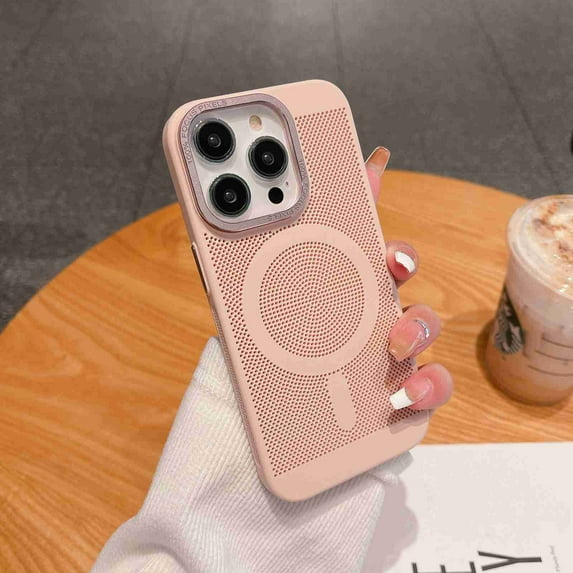 Decase for Apple iPhone 14 Pro Heat Dissipation Case, Compatible with Mag Safe Accessories Military Grade Drop Protection Shockproof Anti-Scratch Slim Fit Hard PC Back Cover, pink