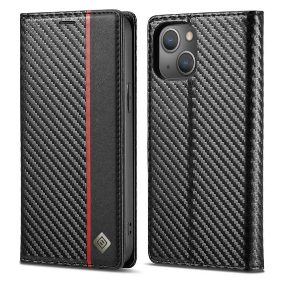 Decase for Apple iPhone 14 Pro Max Case Wallet,PU Leather Carbon Business Fiber Texture Magnetic Closure Shockproof Card Slots Protective Cover Case for iPhone 14 Pro Max,Black-Horizontal