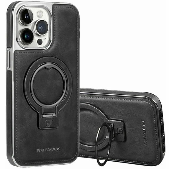 Decase for Apple iPhone 14,iPhone 14 Magnetic Case with Invisible Ring Stand,Premium Luxury Leather Phone Cover Compatible with Mag-Safe for iPhone 14,Black