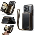 thumbnail image 1 of Decase for Apple iPhone 15 Pro Max 6.7 Inch (2023 Release),iPhone 15 Pro Max Wallet Case With Crossbody & Wrist Strap,Zipper Card Pocket Stand Rugged PU Leather Phone Cover - Coffee, 1 of 15