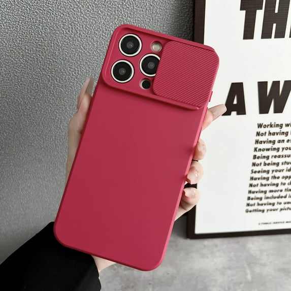 Decase for Apple iPhone 15 Pro Max 6.7 Inch (2023 Release),iPhone 15 Pro Max Frosted Matte Case With Slide Camera Len Protector,Shockproof Anti-Scratch Lightweight Phone Cover Shell - Red