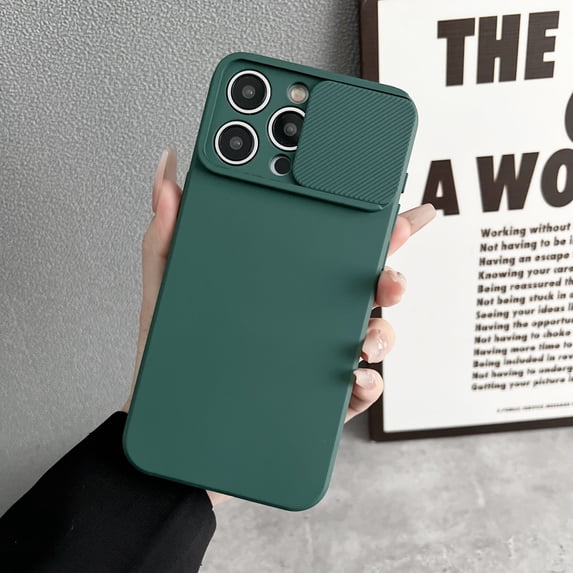 Decase for Apple iPhone 15 Pro Max 6.7 Inch (2023 Release),iPhone 15 Pro Max Frosted Matte Case With Slide Camera Len Protector,Shockproof Anti-Scratch Lightweight Phone Cover Shell - Darkgreen