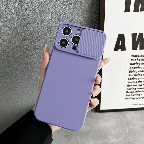 Decase for Apple iPhone 15 Pro Max 6.7 Inch (2023 Release),iPhone 15 Pro Max Frosted Matte Case With Slide Camera Len Protector,Shockproof Anti-Scratch Lightweight Phone Cover Shell - Purple