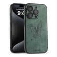 thumbnail image 1 of Decase for Apple iPhone 15 Pro Max Phone Case,Ultra Thin Butterfly Embossed Pattern PU Leather Scratch-resistant Shockproof Protective Case Cover for iPhone 15 Pro Max,Darkgreen, 1 of 4
