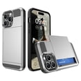 thumbnail image 1 of Decase for Apple iPhone 15 Pro Max Rugged Cover,With Slide Card Slots Wallet Case Shockproof Dual Layer Hybrid Protective Phone Shell,for Apple iPhone 15 Pro Max - Silver, 1 of 1