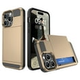 thumbnail image 1 of Decase for Apple iPhone 15 Pro Rugged Cover,With Slide Card Slots Wallet Case Shockproof Dual Layer Hybrid Protective Phone Shell,for Apple iPhone 15 Pro - Gold, 1 of 8