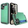 thumbnail image 1 of Decase for Apple iPhone 15 Rugged Cover,With Slide Card Slots Wallet Case Shockproof Dual Layer Hybrid Protective Phone Shell,for Apple iPhone 15 - Mint, 1 of 1