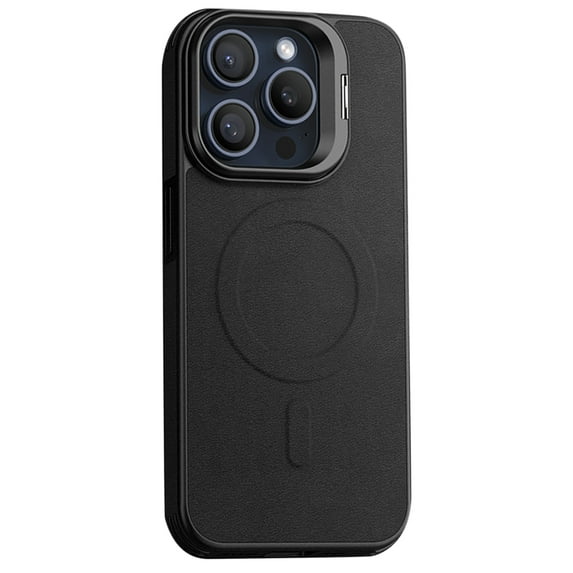 Decase for Apple iPhone 15,iPhone 15 Magnetic Case Compatible with Mag-Safe,Luxury PU Leather Case with Hidden Camera Kickstand,Shockproof Slim Phone Shell for iPhone 15 - Black