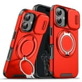 thumbnail image 1 of Decase for Apple iPhone 16 2024, Hard Plastic Shell Phone Case, Compatible with Mag Safe Accessories, with Phone Ring Grip Holder Kickstand/Slide Camera Cover,Rugged Shockproof Cover,Orange, 1 of 10