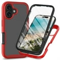 thumbnail image 1 of Decase for Apple iPhone 16 Clear Case,Heavy Duty Dual Layer Hybrid Rubber Bumper Rugged Transparent Phone Cover Built-in Front Screen Protector for iPhone 16 -Red, 1 of 5