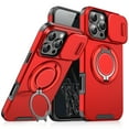 thumbnail image 1 of Decase for Apple iPhone 16 Pro Max 2024, Hard Plastic Shell Phone Case, Compatible with Mag Safe Accessories, with Phone Ring Grip Holder Kickstand/Slide Camera Cover,Rugged Shockproof Cover,Red, 1 of 10