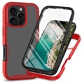 thumbnail image 1 of Decase for Apple iPhone 16 Pro Max Clear Case,Heavy Duty Dual Layer Hybrid Rubber Bumper Rugged Transparent Phone Cover Built-in Front Screen Protector for iPhone 16 Pro Max -Red, 1 of 5