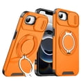 thumbnail image 1 of Decase for Apple iPhone 16e 2024, Hard Plastic Shell Phone Case, Compatible with Mag Safe Accessories, with Phone Ring Grip Holder Kickstand/Slide Camera Cover,Rugged Shockproof Cover,Orange, 1 of 10