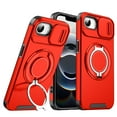 thumbnail image 1 of Decase for Apple iPhone 16e 2024, Hard Plastic Shell Phone Case, Compatible with Mag Safe Accessories, with Phone Ring Grip Holder Kickstand/Slide Camera Cover,Rugged Shockproof Cover,Red, 1 of 10