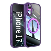 Decase for Apple iPhone 17 2025 Clear Case with Metal Stand Ring Holder, Ultra Thin Transparent Case for iPhone 17 for Women Men,Shockproof Stand Cover with Lens Protector,Darkpurple