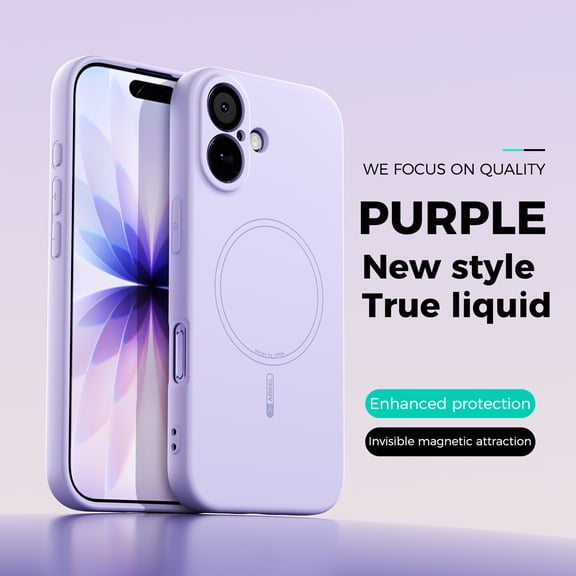 Decase for Apple iPhone 17 Case,Liquid Silicone Magnetic Shockproof Anti-Scratch Phone Cover,Support Mag-Safe Wireless Charging,Slim Soft Matte TPU Solid Color Case for Women Men,Purple