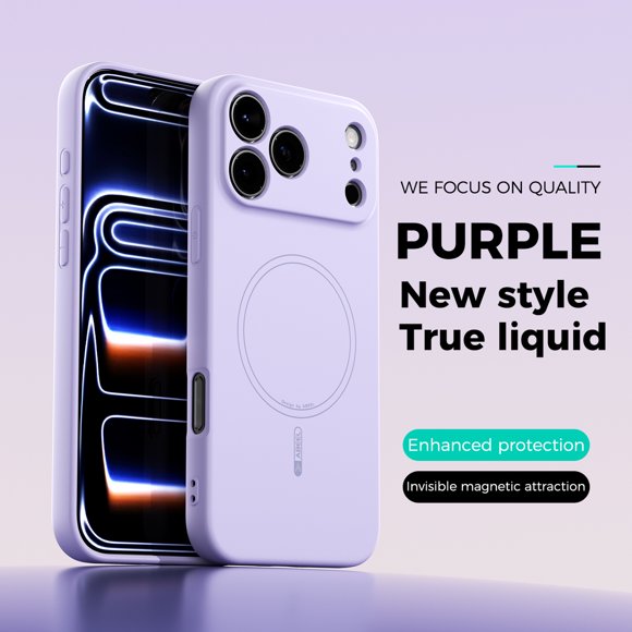 Decase for Apple iPhone 17 Pro Max Case,Liquid Silicone Magnetic Shockproof Anti-Scratch Phone Cover,Support Mag-Safe Wireless Charging,Slim Soft Matte TPU Solid Color Case for Women Men,Purple