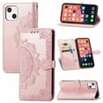 thumbnail image 1 of Decase for Apple iPhone XR 6.1" Wallet Cover, Shockproof Magnetic Flower Embossed Premium PU Leather Wallet Card Slots Flip Protective Phone Case with Hand Strap and Kickstand, Rosegold, 1 of 7