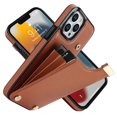 thumbnail image 1 of Decase Back Wallet Cover for iPhone 13,Shockproof Premium PU Leather Wallet Card Slot Money Pocket for Men Women Girls Flip Protective Case,Brown, 1 of 7