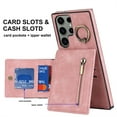 thumbnail image 1 of Decase Back Zipper Wallet Case for Samsung Galaxy S22 Ultra, with 360 Rotation Ring Kickstand RFID Blocking Credit Card Holder PU Leather Protective Cover for Women Men, pink, 1 of 8