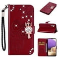 thumbnail image 1 of Decase Bling Wallet Phone Case Compatible with Samsung Galaxy A14 5G - Stylish 3D Owl Diamond Crystal Magnetic PU Leather Wrist Strap Stand Flip Women Girls Phone Cover for Galaxy A14 5G,Winered, 1 of 7