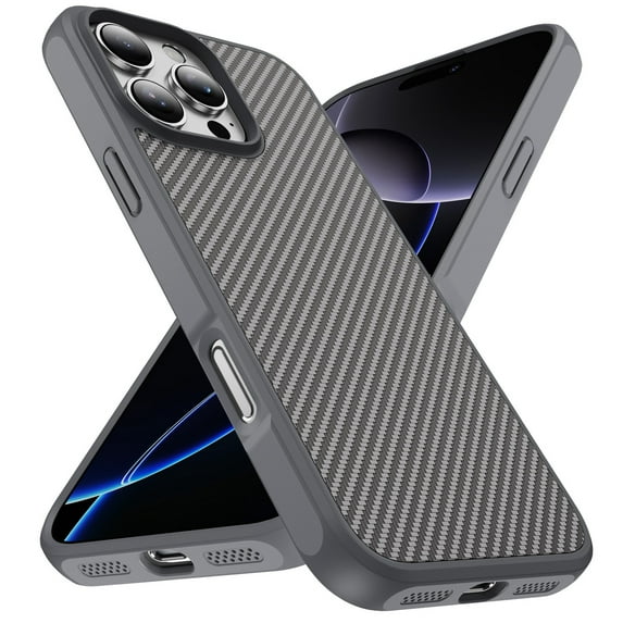 Decase Carbon Fiber Pattern Case Compatible with iPhone 15,Anti-Scratch PC+TPU Back Cover with Raised Edges for Screen & Camera Protection,Slim Skin-Feel Shockproof Protective Cover, Gray
